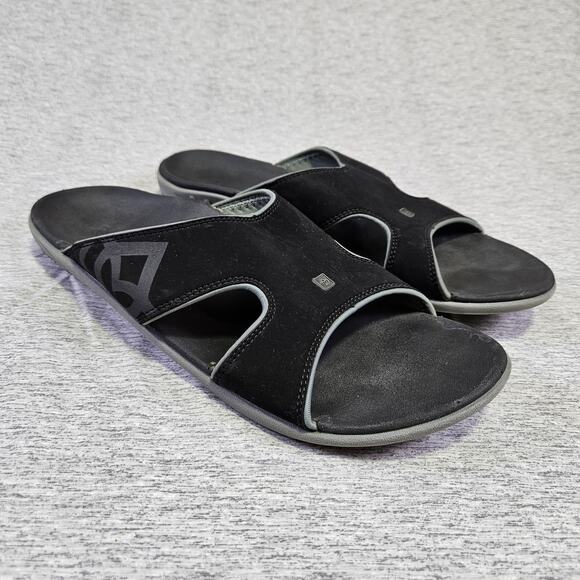 Spenco Kholo Mens Orthotic Slide Sandals Slip On Black Arch Support Carbon 13 M - Picture 1 of 16